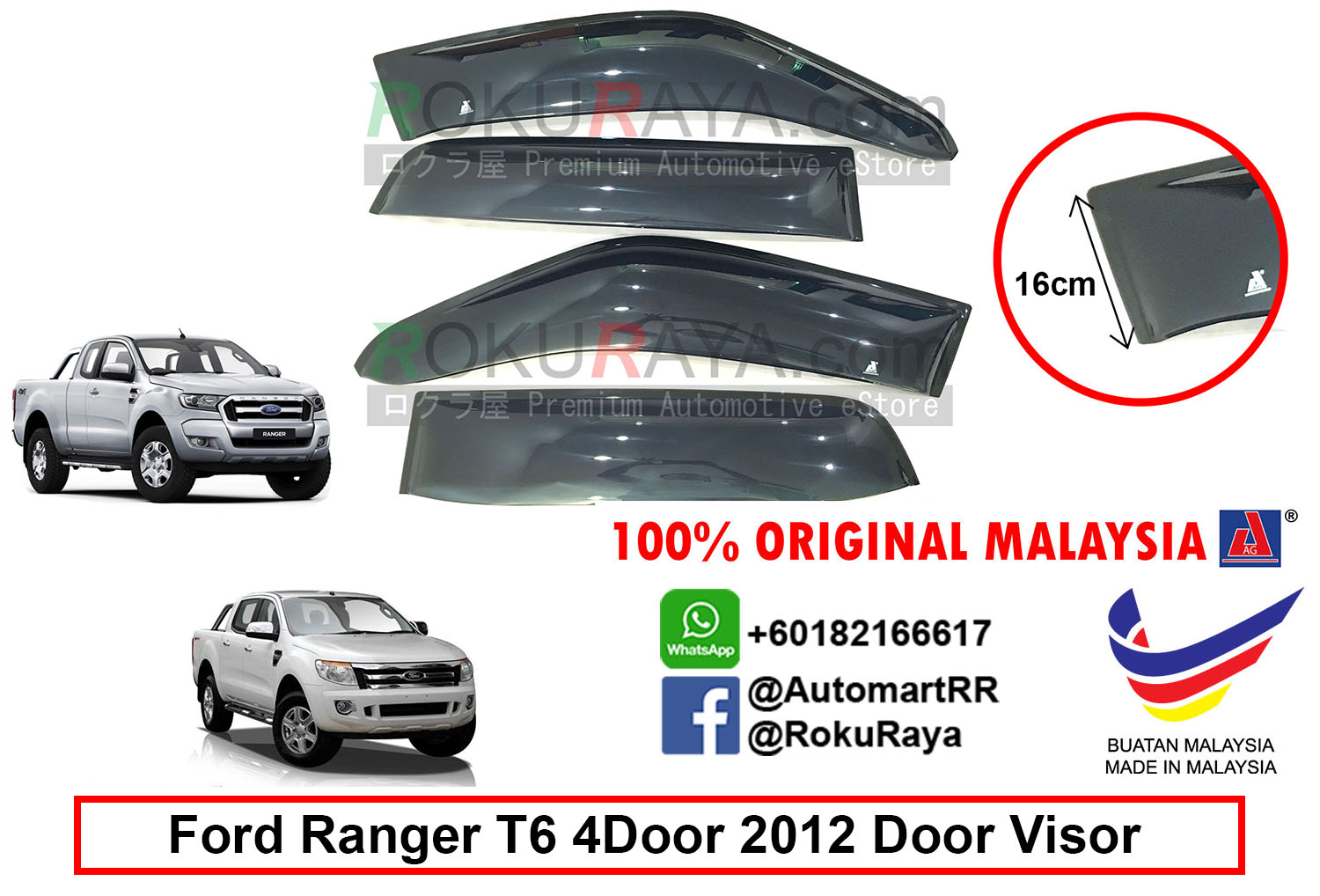 Ford Ranger T6 T7 4Door 2012-present AG Door Visor Air 